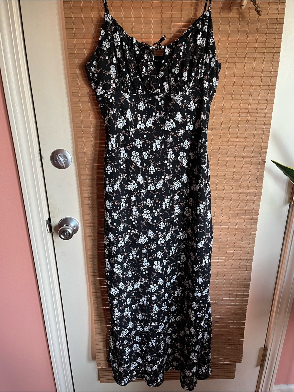 The Workshop Black Floral Camisole Dress with White & Brown Blossoms